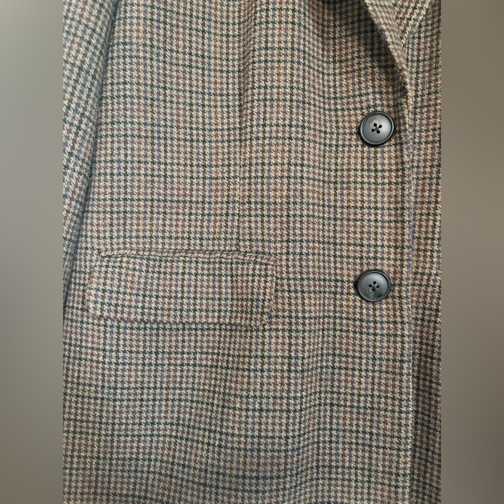 Vero Moda Houndstooth Grey Black Brown Recycled Wool Blend Knit Blazer Jacket - Picture 8 of 12